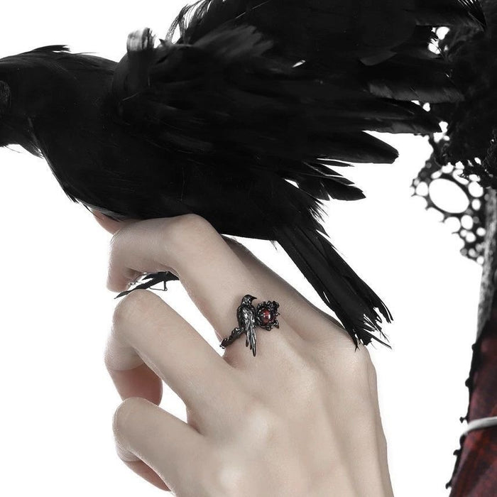 Wholesale  Dark Style Crow Ring Women's Black  Opening Adjustable Niche Finger Ring