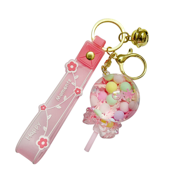 Wholesale jewelry small pendant cute lollipop bubble beads into the oil quicksand floating bottle keychain