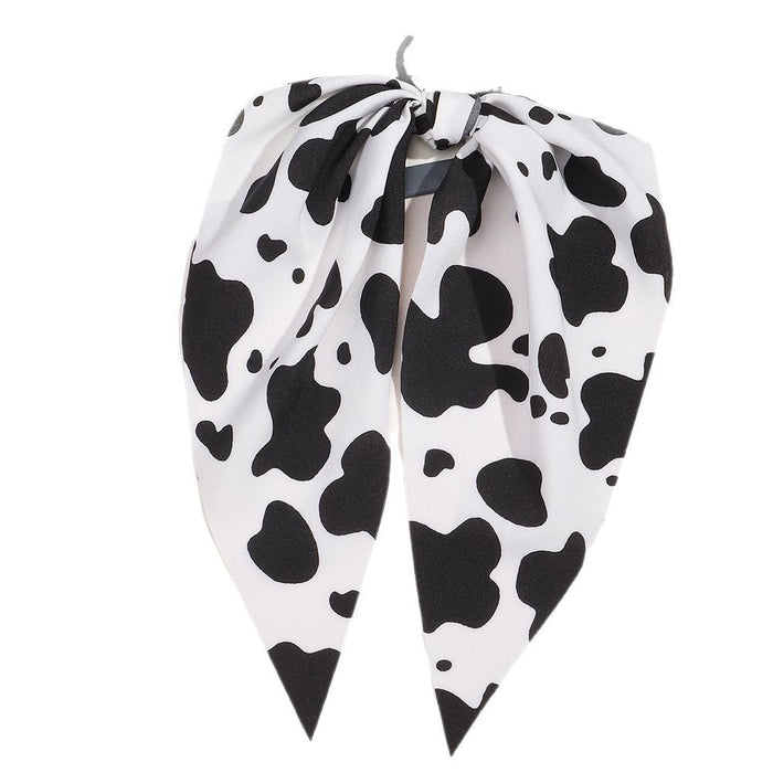 Wholesale Cow Print Hair Scrunchies Elastic Bow Ponytail Holder Hair Rope  Accessories for Curly Hair