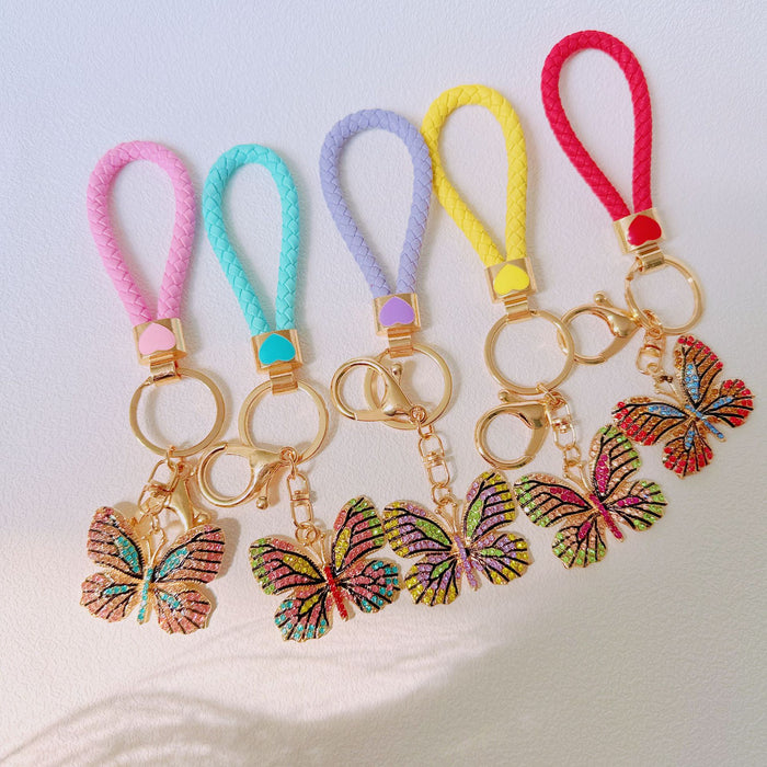 Wholesale Rhinestone Painted Colorful Butterfly Zinc Alloy Keychain JDC-KC-ZhanLun007