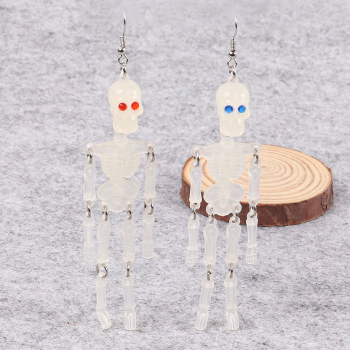 Wholesale Halloween resin two-dimensional exaggerated ghost head luminous skull joint skull earrings earrings