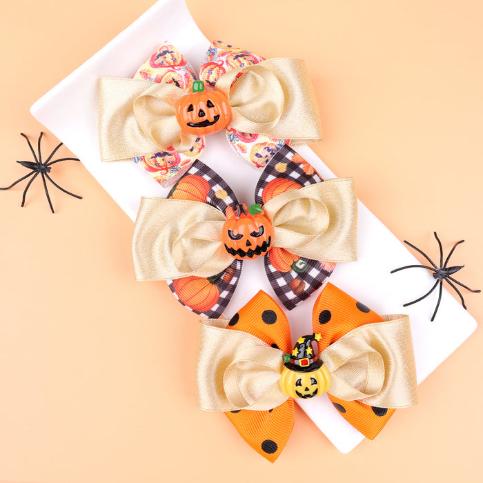 Wholesale Cross-Border New Children' s Bow Hairpin  Pumpkin Head Witch Hat Creative Funny Duckbill Clip Hair Accessories