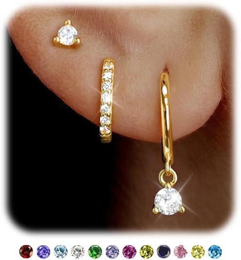 Wholesale Brass genuine gold electroplated earrings niche set earrings three piece set earrings buckle earrings