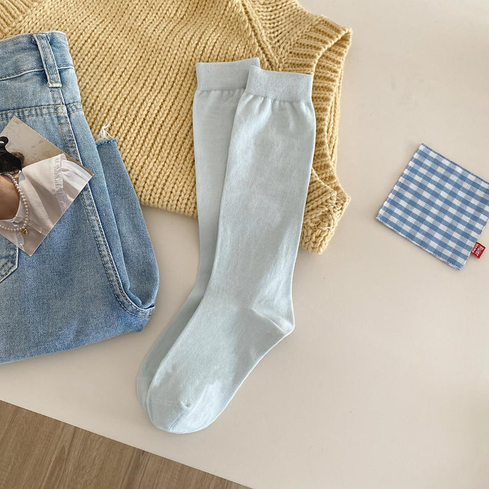 Wholesale Boneless socks, long tube socks, pure cotton solid color pile socks, calf socks