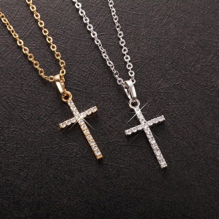 Wholesale Cross Pendant with Zirconia Stainless Steel Necklace JDC-NE-ChengHan006