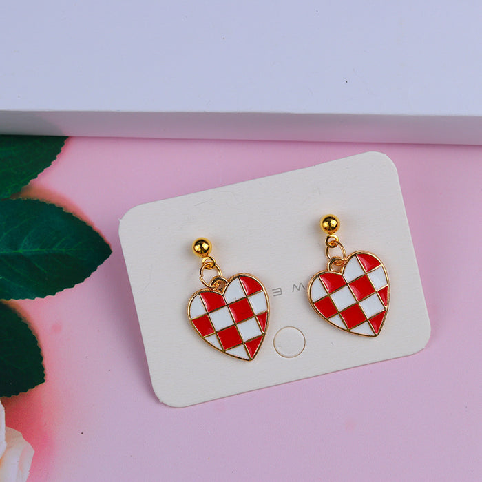 Wholesale  Valentine' s Day Love Checkerboard Bag Earrings Earrings Fashion Casual Personalized Ear Bean Ear Jewelry