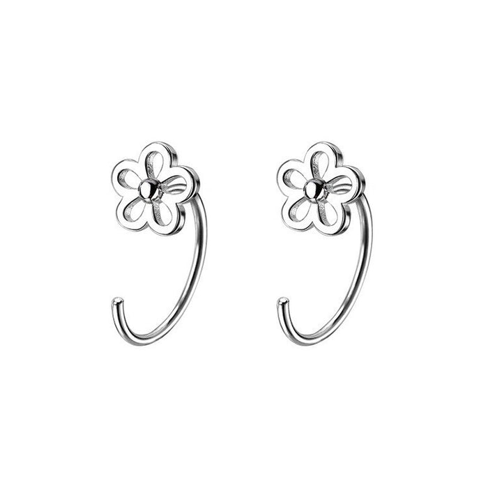 Wholesale Foot silver hollow ear hook with niche design, pure silver earrings, earring studs, jewelry