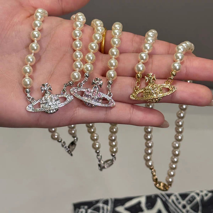 Wholesale  Saturn Necklace  Bead Clavicle Chain pearl necklace