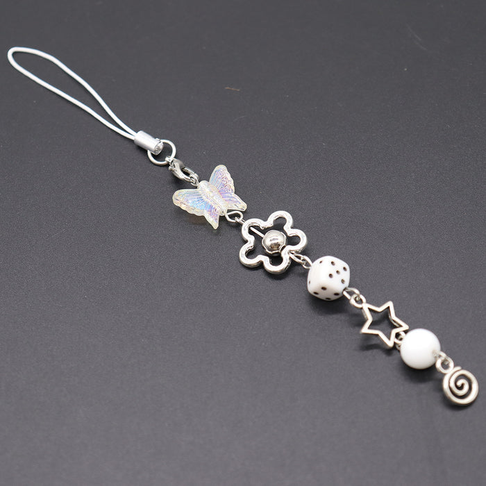 Wholesale black 8 dice bow star mobile phone chain bag buckle personality pendant lanyard