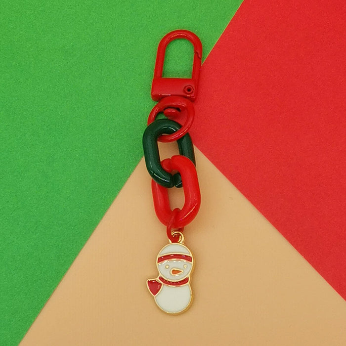 Wholesale Christmas Keychain Pendant Cute  Snowflake Elk Tree Snowman Mobile Phone Chain Bag Pendant