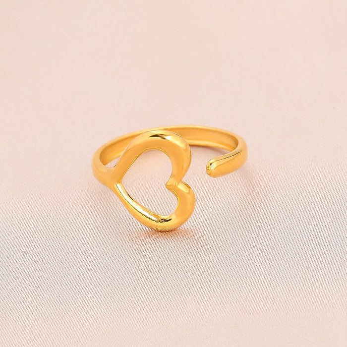 Wholesale Fashionable and personalized adjustable heart-shaped stainless steel open ring with simple design