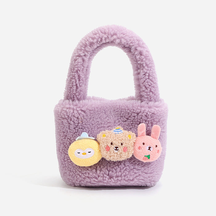Wholesale Autumn and Winter New Plush Bags,  Fashionable Tote Bags,  Women' s Niche Bucket Bags, Cartoon Handbags in Stock