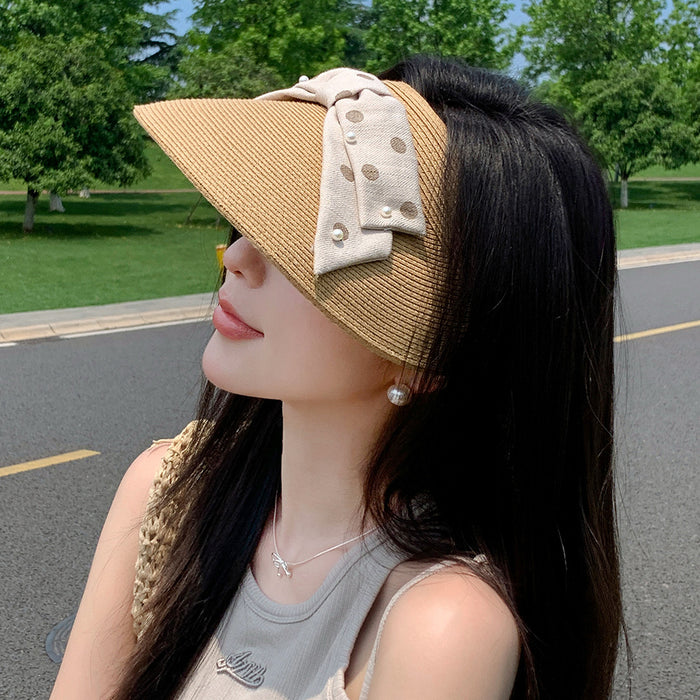 Wholesale Fashionable, lightweight, breathable pearl bow decoration sun hat