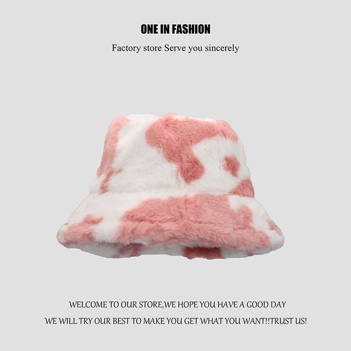 Wholesale Cow Tattoo  Rabbit Fur Bucket Hat Thickened To Keep Warm JDC-FH-HuiK001