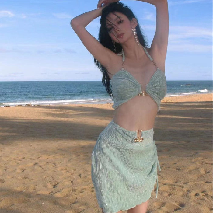 Wholesale New sexy split skirt style three piece bikini swimsuit