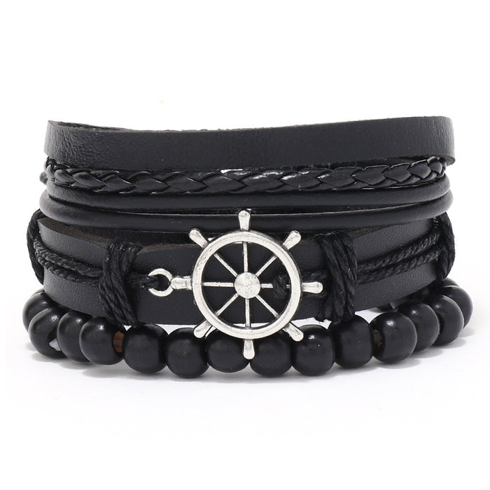 Wholesale New Jewelry Diy Bracelet Hand-woven Fashion Men's Bracelet Combination Set Leather Anchor Bracelet JDC-BT-XH003