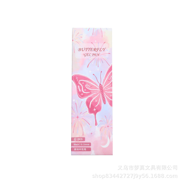 Wholesale Pink Wing Butterfly Brush Pen Quick-Drying Press Gel Pen Cute Pink Heart Butterfly Pen