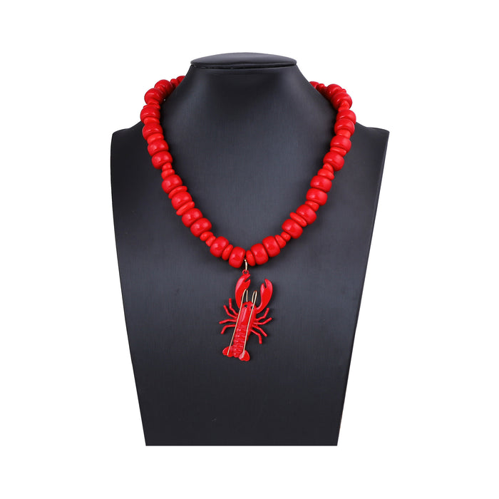 Wholesale  Alloy Spray-Painted Lobster Pendant Beaded Versatile Necklace for Women