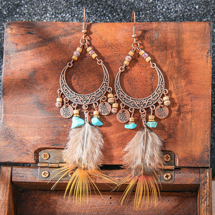 Wholesale 2pcs Vintage Bohemian Hand-made Tassel Earrings
