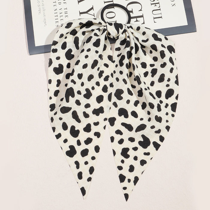 Wholesale Cow Print Hair Scrunchies Elastic Bow Ponytail Holder Hair Rope  Accessories for Curly Hair
