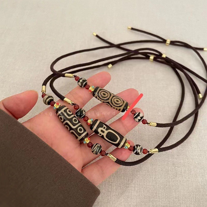 Wholesale Ethnic style Nine-eye bead necklace female niche design sense couple accessories  retro sweater chain