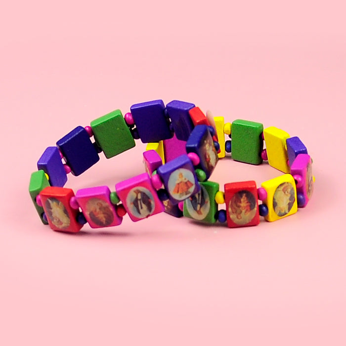 Wholesale Fashion colored bracelet, environmentally friendly water-based paint, wooden block bracelet