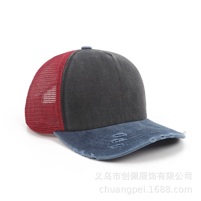Wholesale Hat light version can be customized with embroidered LOGO for aging, washed cotton hat, breathable mesh hat, outdoor sun protection hat