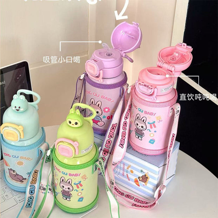 Wholesale Children' s thermos cup stainless steel double drinking pipette cup cute kindergarten baby special cup