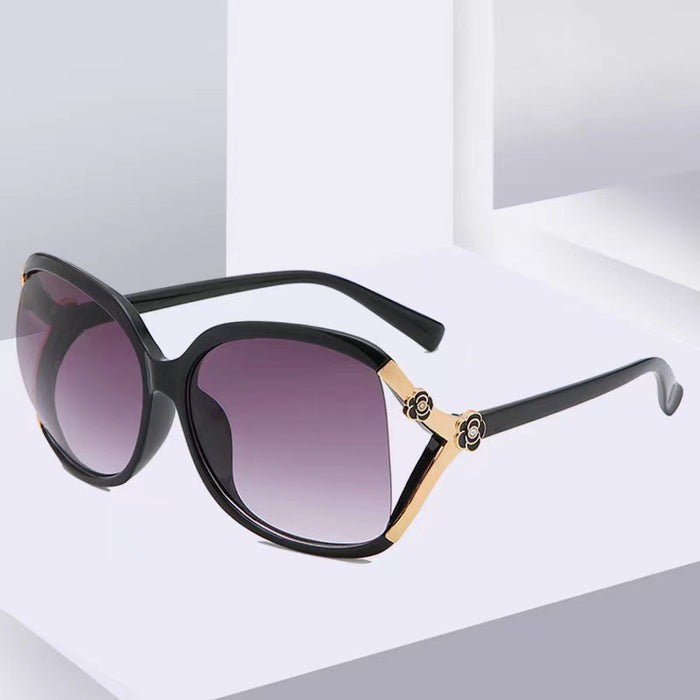 Wholesale Large frame camellia sunglasses rose sunglasses retro women's glasses