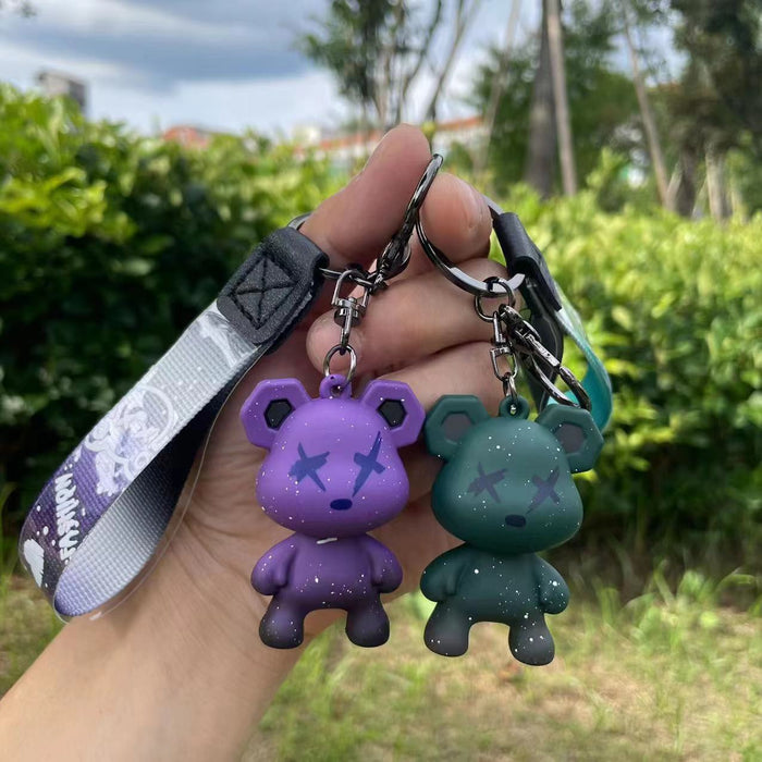 Wholesale  Cute Cartoon Silicone Bear Keychain Couple Doll Small Pendant Car Key Chain