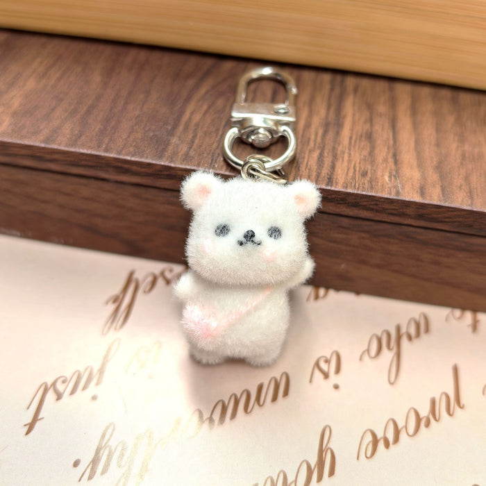 Wholesale Plush 3D Rabbit Penguin Bear Goat Animal Ornament Pendant DIY Cute Plush Earrings Keychain Accessories