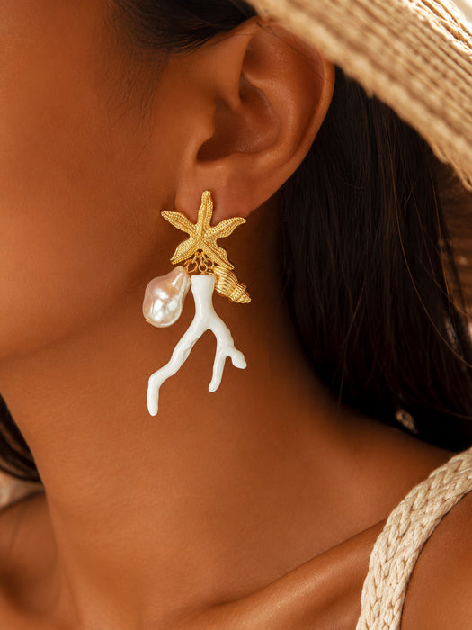 Wholesale Alloy Electroplated Starfish Earrings Trendy Summer Beach Jewelry Accessory