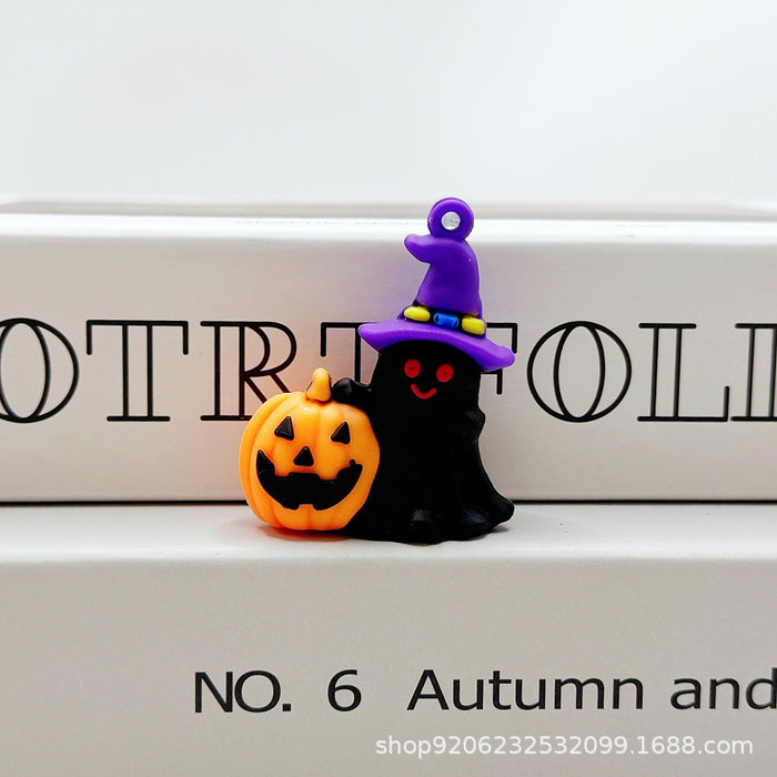 Wholesale Halloween Pumpkin Ghost Keychain Charm Soft Glue Bag Charm Gift MOQ≥2