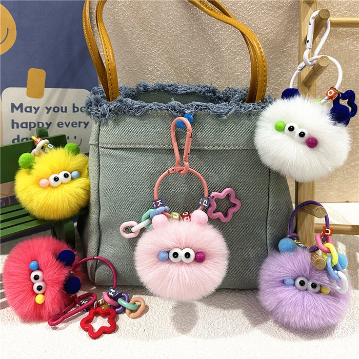 Wholesale Cute Cartoon Keychain Cute Creative Small Coal Ball Plush Doll Schoolbag Pendant Student Doll Gift