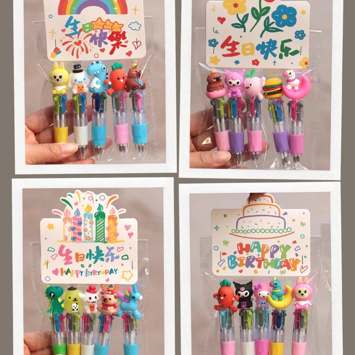 Wholesale Cartoon Animal Ballpoint Pen Set for Kids Birthday Gift Office