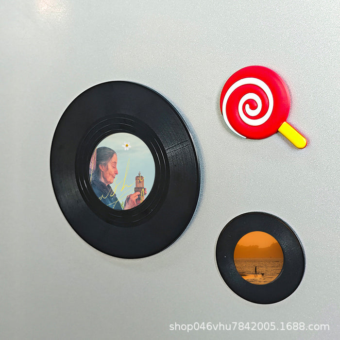 Wholesale New vinyl record refrigerator sticker DIY personalized celebrity refrigerator sticker keychain mini record coaster