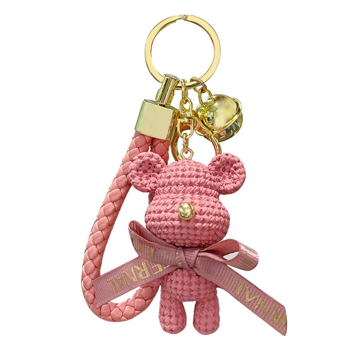 Wholesale Cartoon Resin Wool Bow Tie Bear Keychain JDC-KC-NLu017