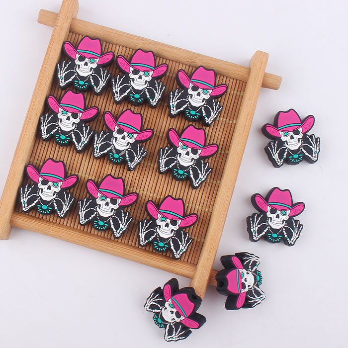 Wholesale Halloween Funny Skeleton Silicone Focal Beads JDC-BDS-GuangTian019