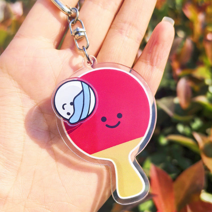 Wholesale Sports rotating ball keychain badminton table tennis tennis football sports peripherals