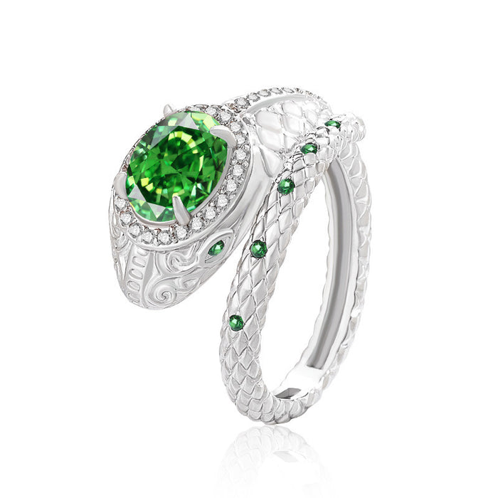 Wholesale Real Gold Plated Copper Geometric Snake Ring with High Carbon Diamond Fashion Jewelry Gift