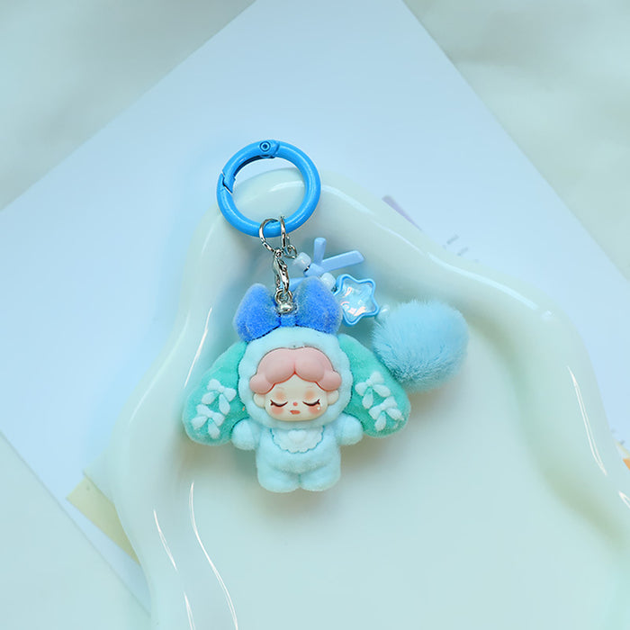 Wholesale Bowknot Flocking Big Ear Cartoon Keychain Schoolbag Pendant