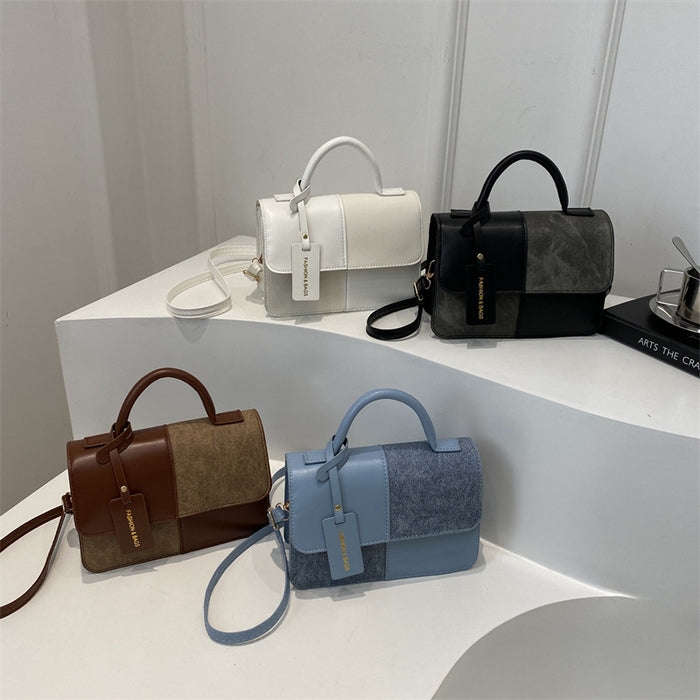 Wholesale Fashion splicing texture handbag, commuting shoulder crossbody bag, small square bag