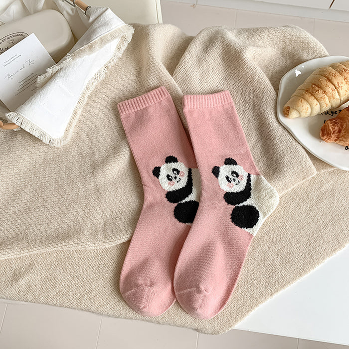 Wholesale Cute plush teddy bear socks, mid tube socks, trendy outerwear, versatile, pile up socks