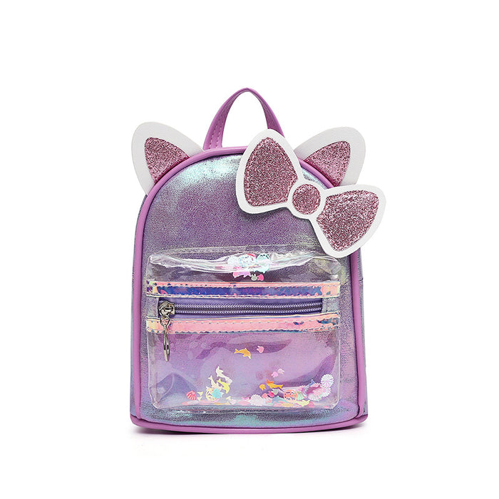 Wholesale Cat Ears Backpack  Colorful Sequins Transparent Crack Bag Children's Bag