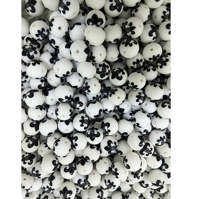 Wholesale 10PCS Water Transfer Silicone Colorful Leopard Beads JDC-BDS-HongZhou028