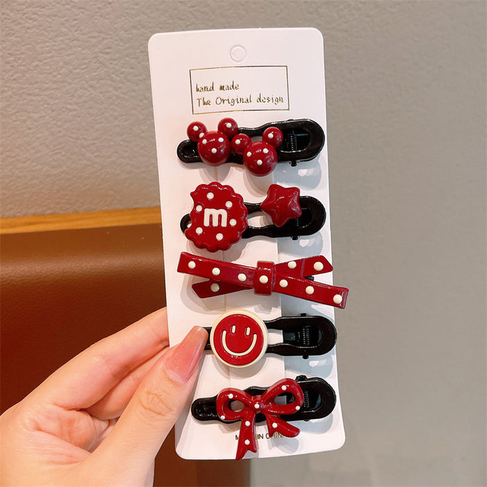 Wholesale Red dot hair clip children's bangs side clip baby forehead small hair clip