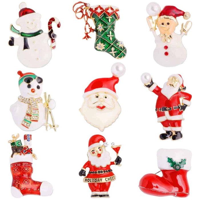 Wholesale Christmas series brooch cartoon snowman brooch pin holiday gift clothing accessories Christmas decoration