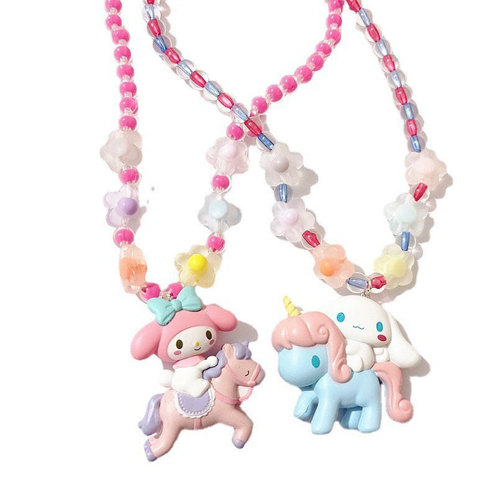 Wholesale Cartoon Necklace Unicorn Children' s Elastic Necklace Student Play Necklace