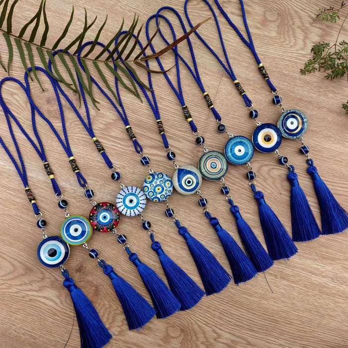 Wholesale Peach Heart Round Metal Eye Pendant with Hanging Ears, Devil's Eye Car Ornament