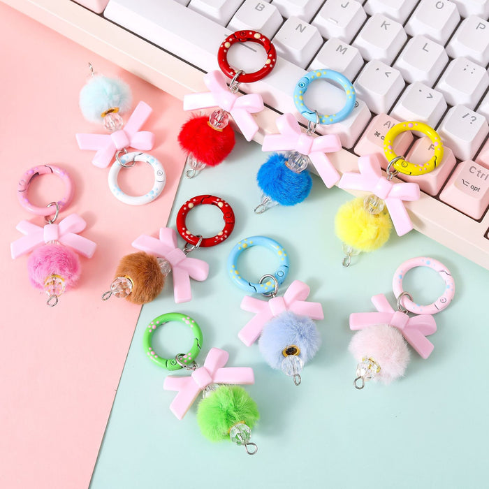 Wholesale New Creative Bow Hairball Phone Chain DIY Handmade Hanging Accessories Keychain Hanging Accessories Wholesale